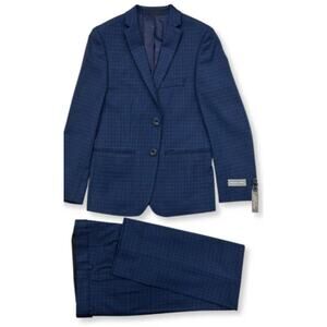 Michael Kors Boys Skinny Fit Blue Check Suit 14R/27"W 6054
